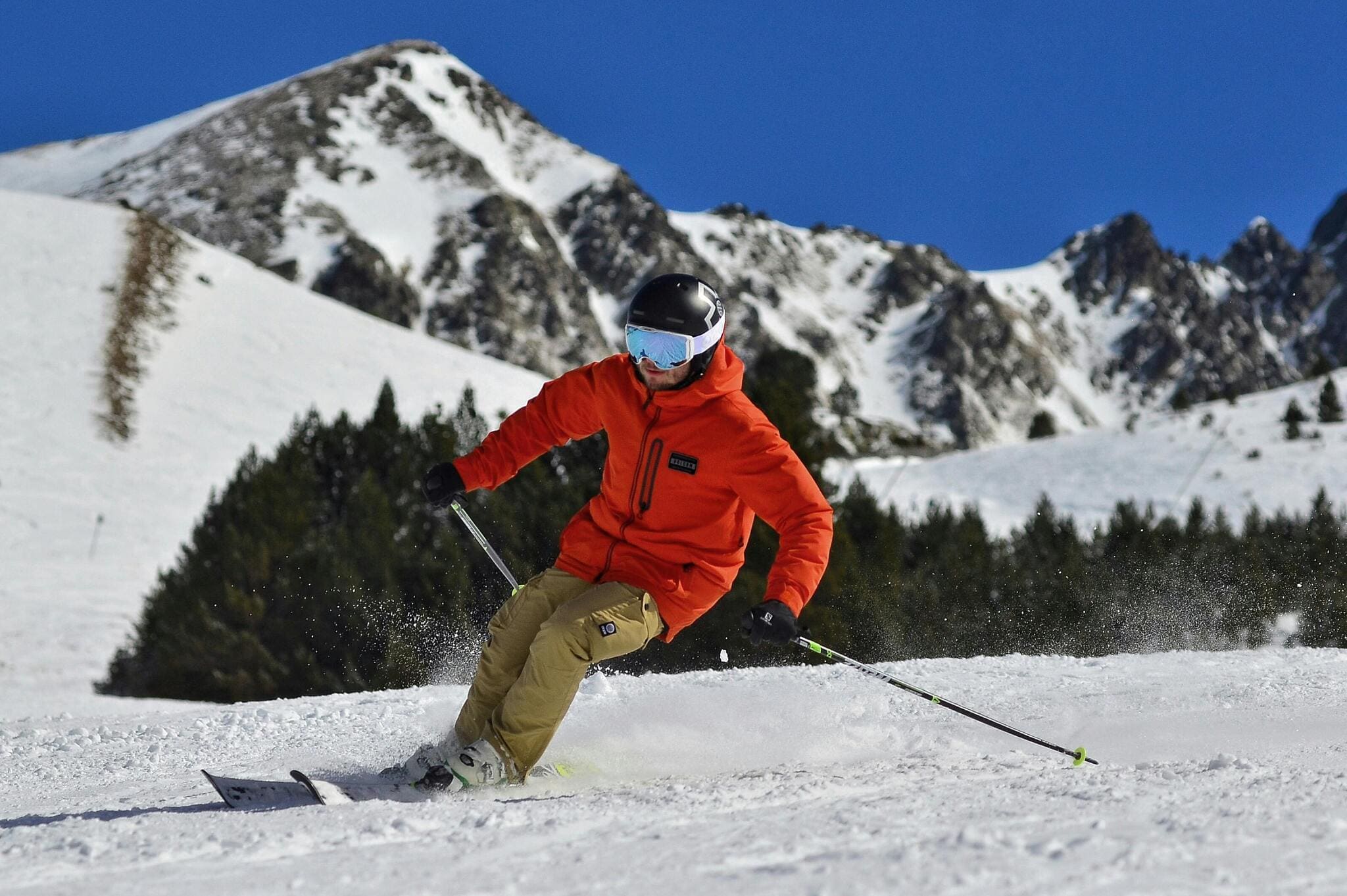 Athlete Skiing in Winter