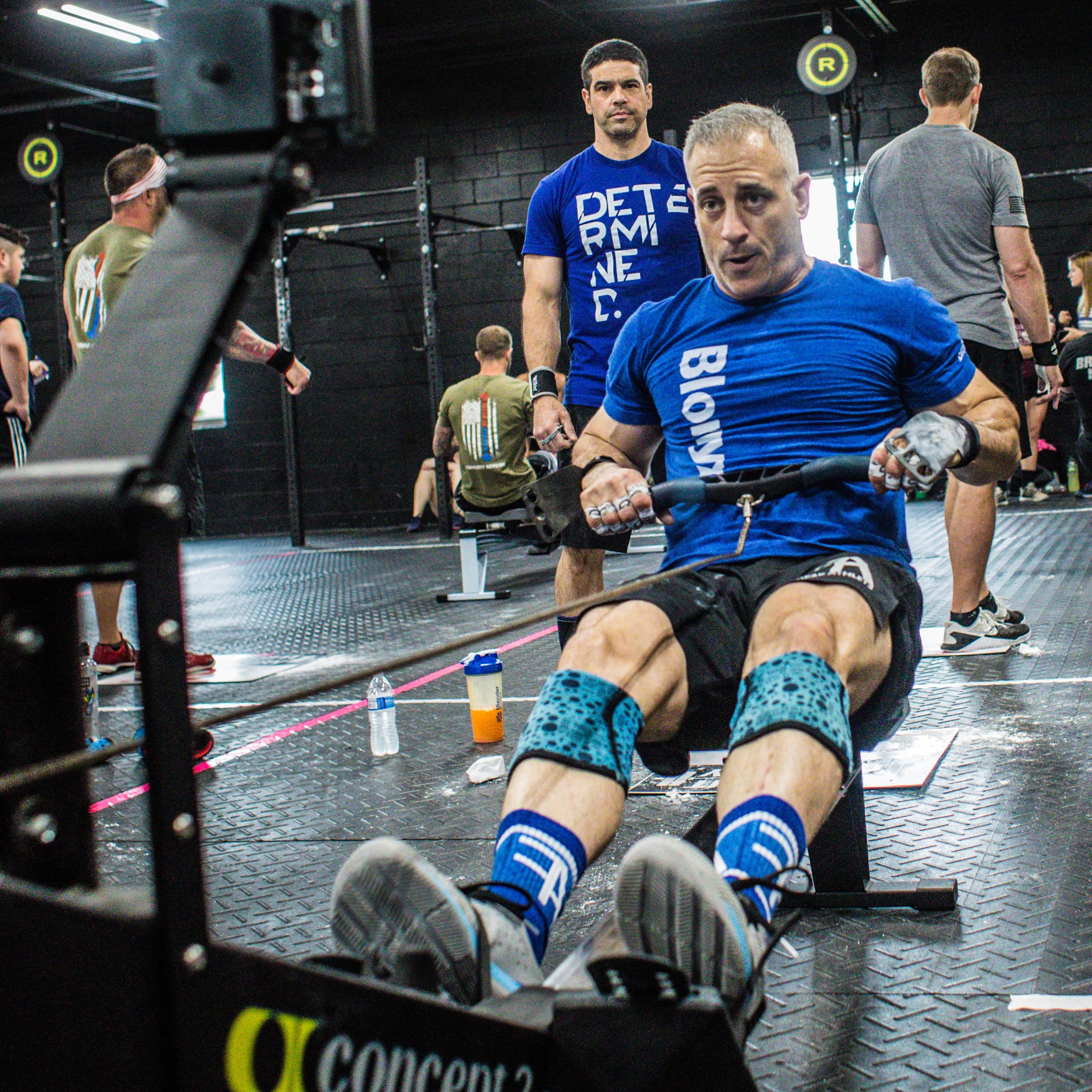 aging athlete working out on a rowing machine