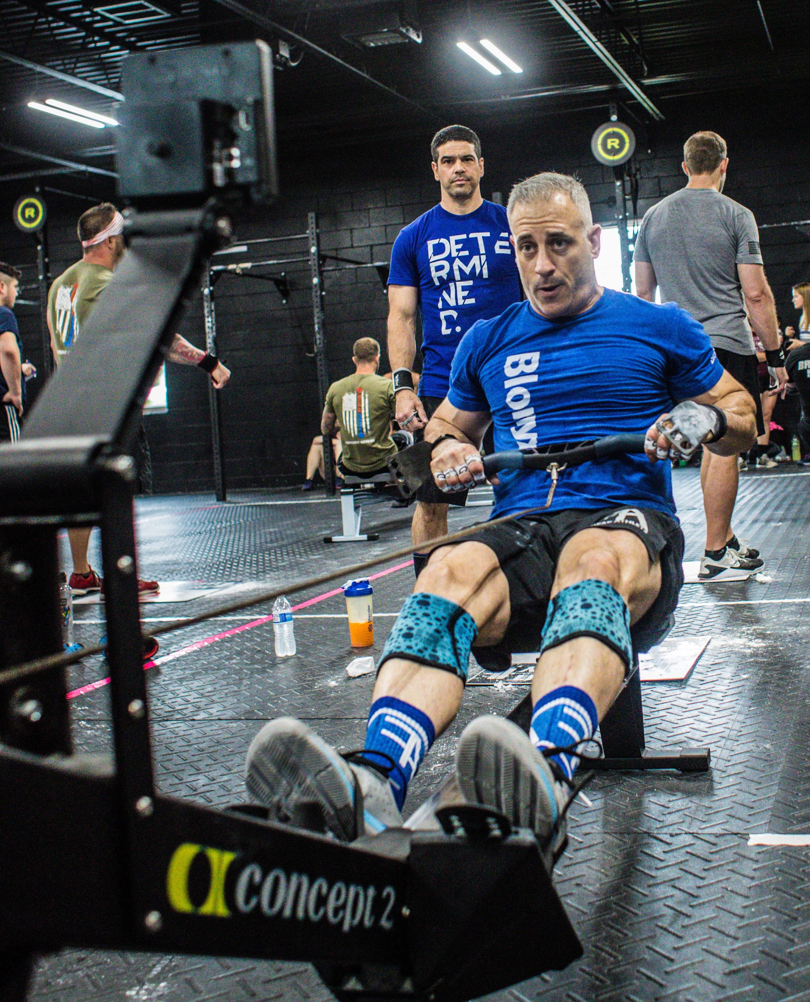 aging athlete working out on a rowing machine