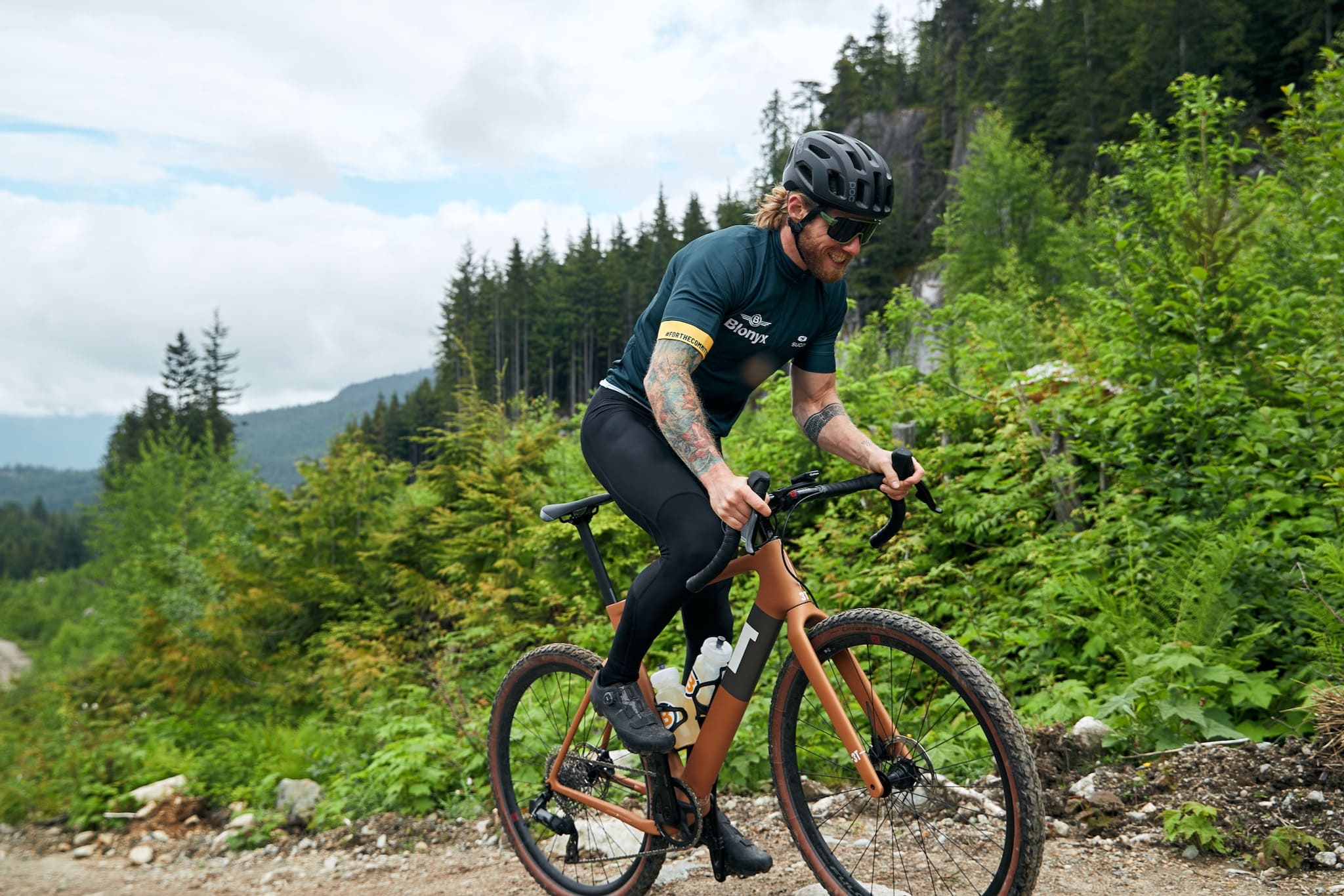 Mountain biker climbing a steep trail