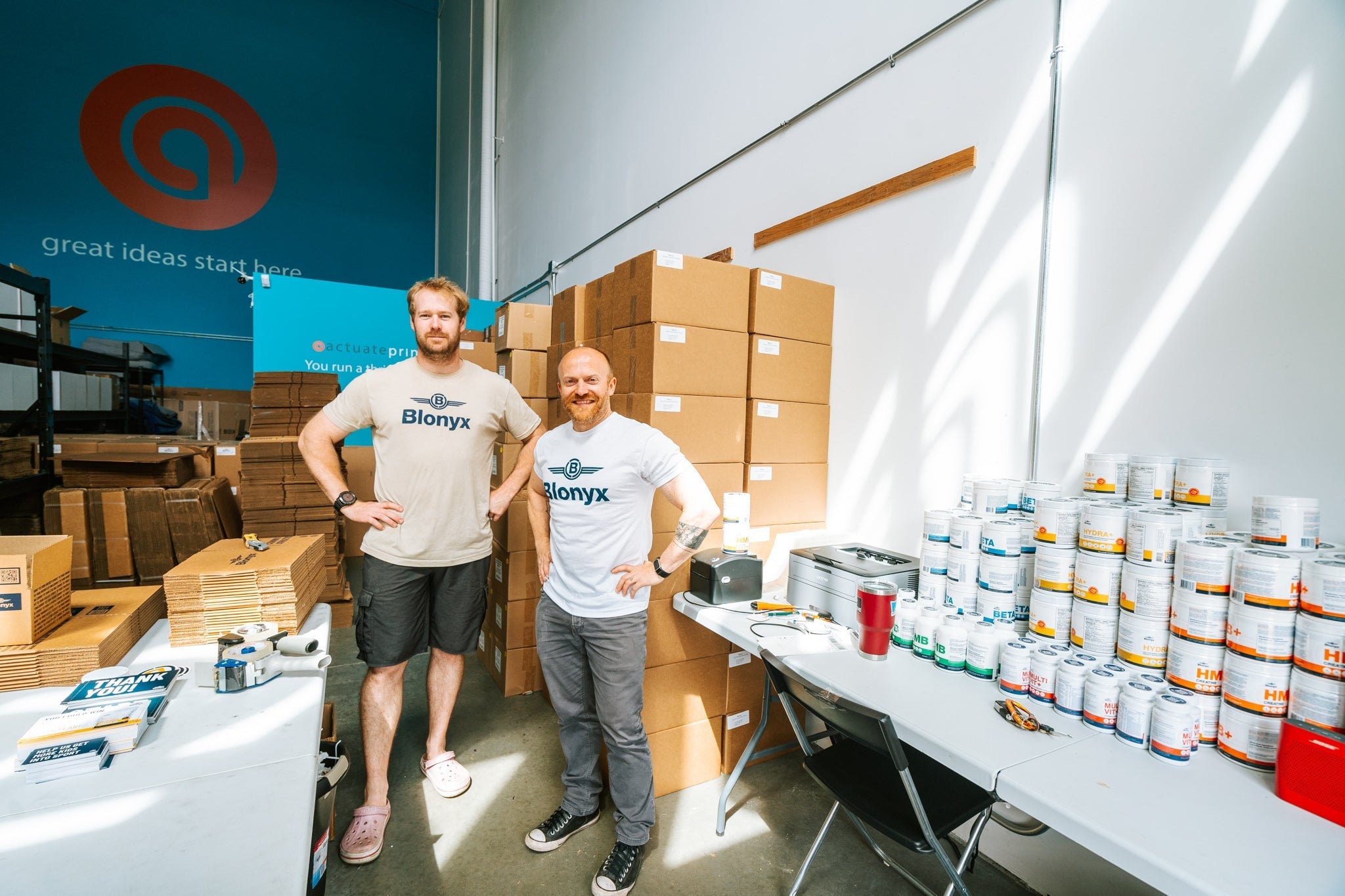 Blonyx founder Rowan Minnion and warehouse manager Nick Fadden