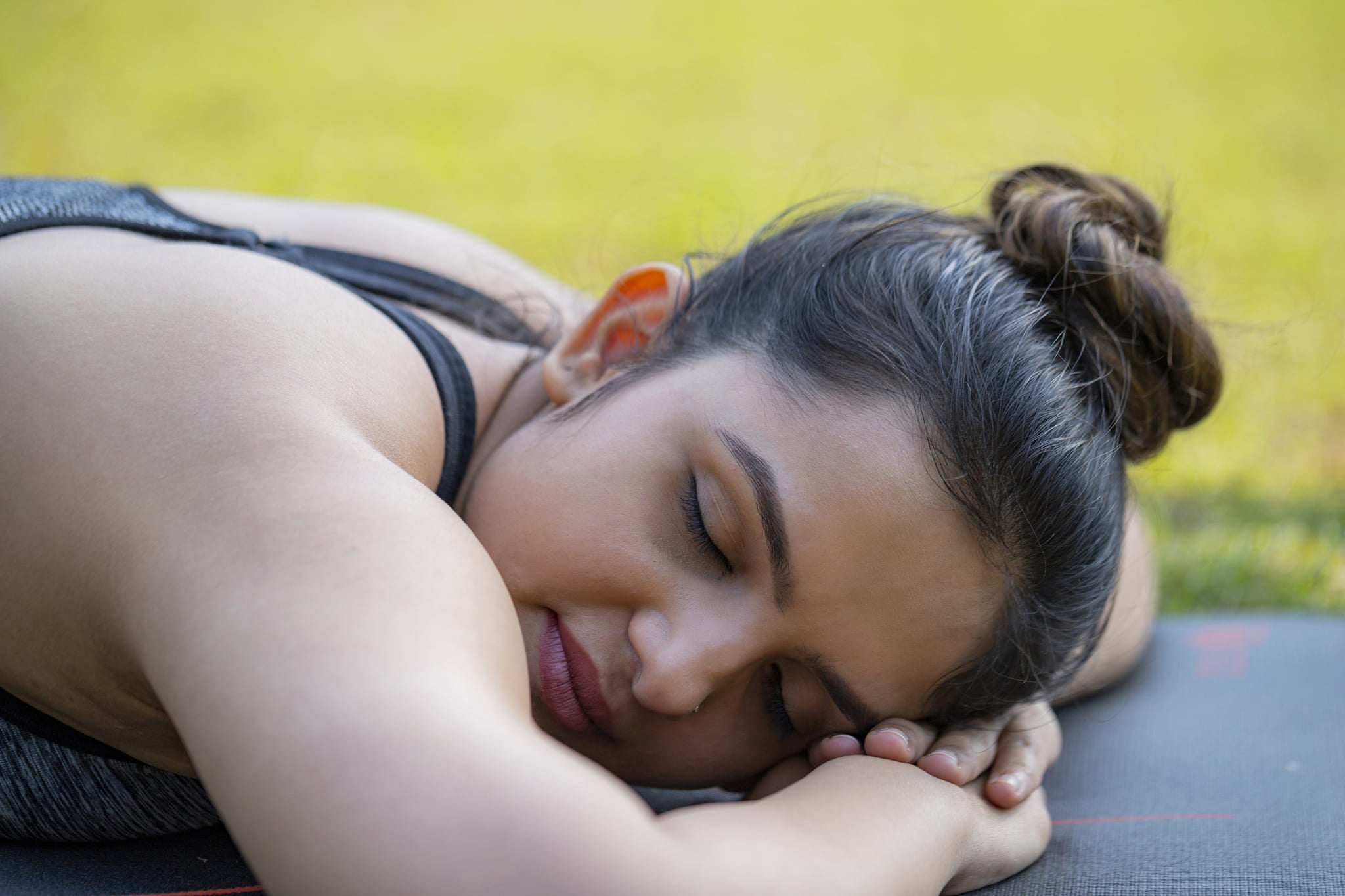 Female athlete sleeping