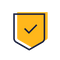 An icon representing a badge with a check mark.