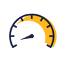 An icon representing a speedometer